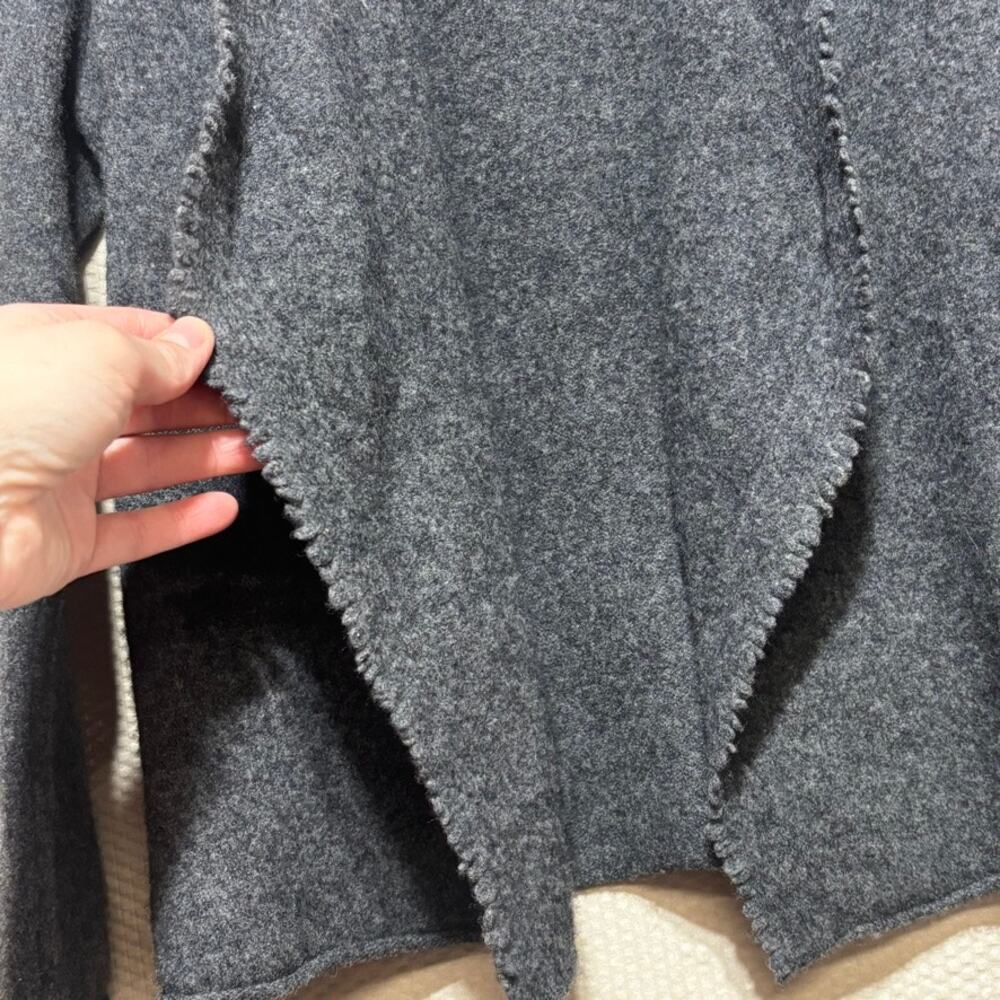 Eileen Fisher Charcoal Gray 100% Wool Open Front Draped Cardigan Size Medium - Picture 3 of 8